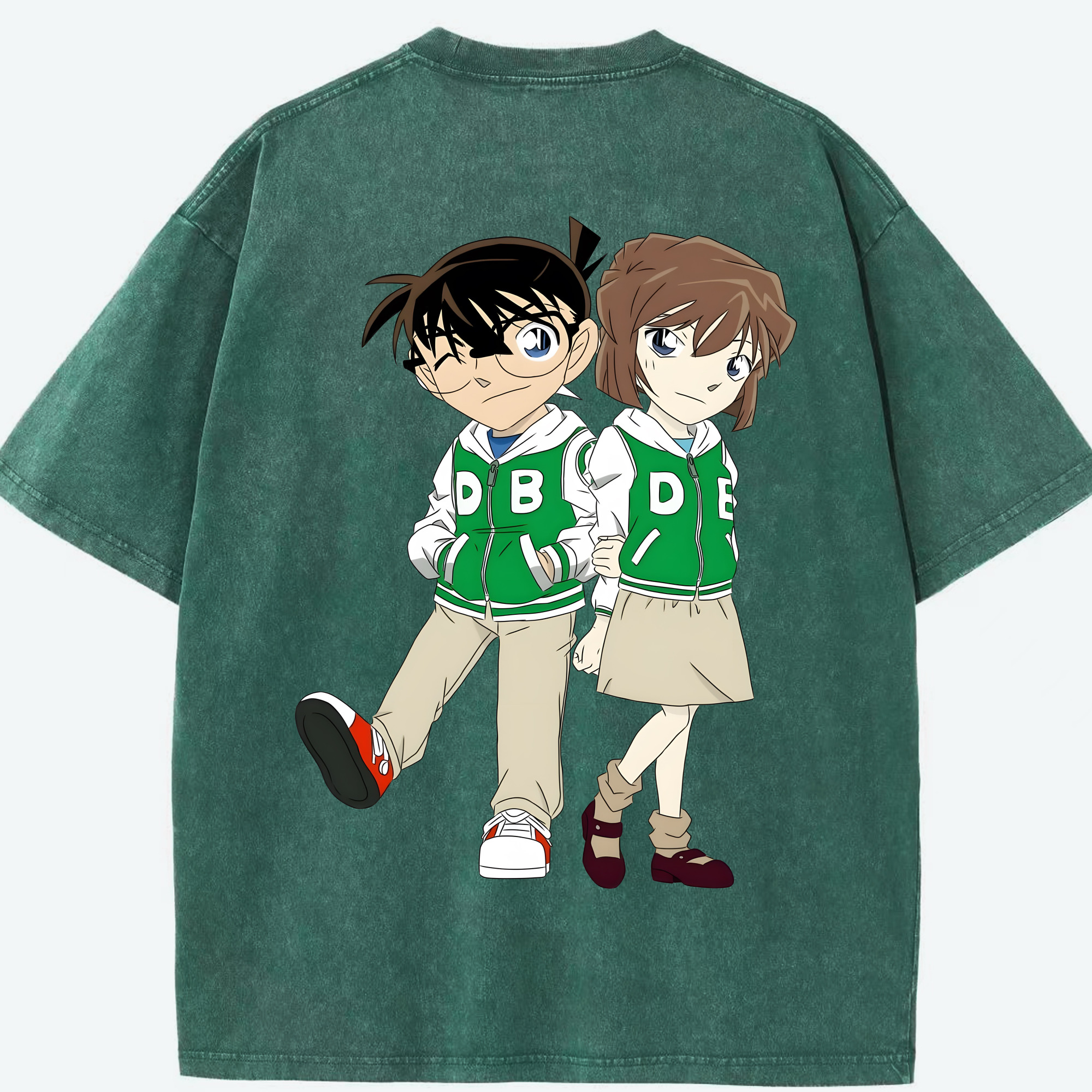 （画像用） 名探偵コナン 江戸川 コナン Detective Conan Conan Edogawa 綿100% ヴィンテージ風 半袖Tシャツ（背面プリント）